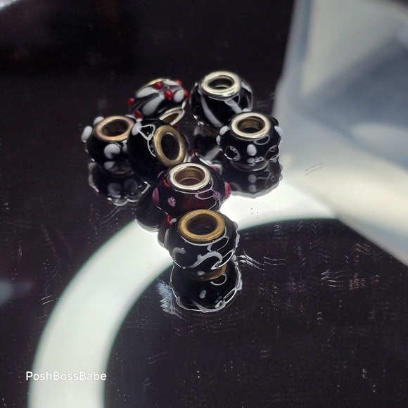 7 Metal core center glass bead fits pandora type bracelets - Picture 5 of 9